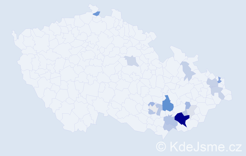 Příjmení: 'Lukeštík', počet výskytů 54 v celé ČR