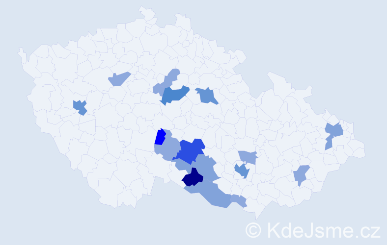 Příjmení: 'Puchnerová', počet výskytů 49 v celé ČR