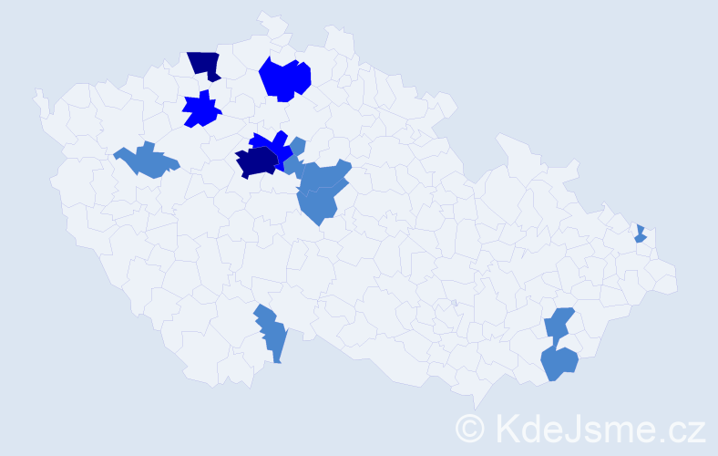 Příjmení: 'Hronček', počet výskytů 21 v celé ČR