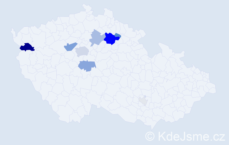 Příjmení: 'Purkrtová', počet výskytů 27 v celé ČR