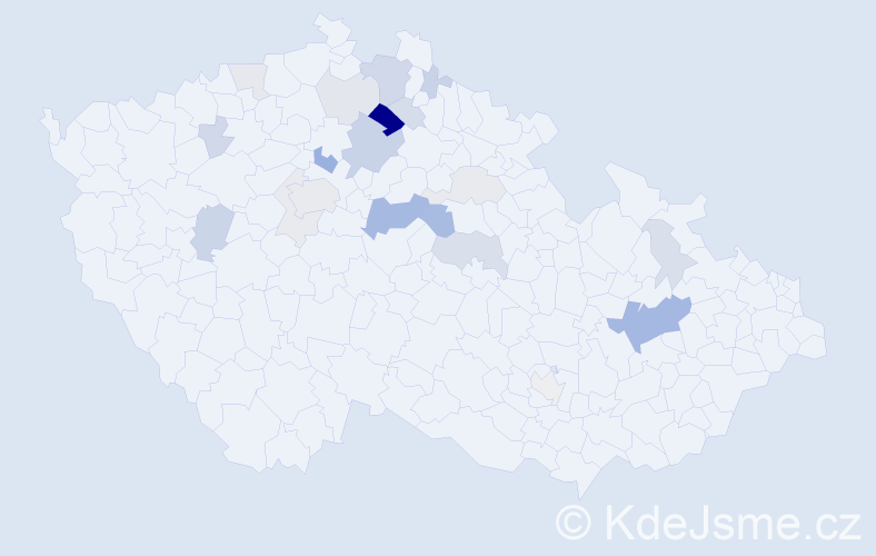 Příjmení: 'Kalva', počet výskytů 58 v celé ČR