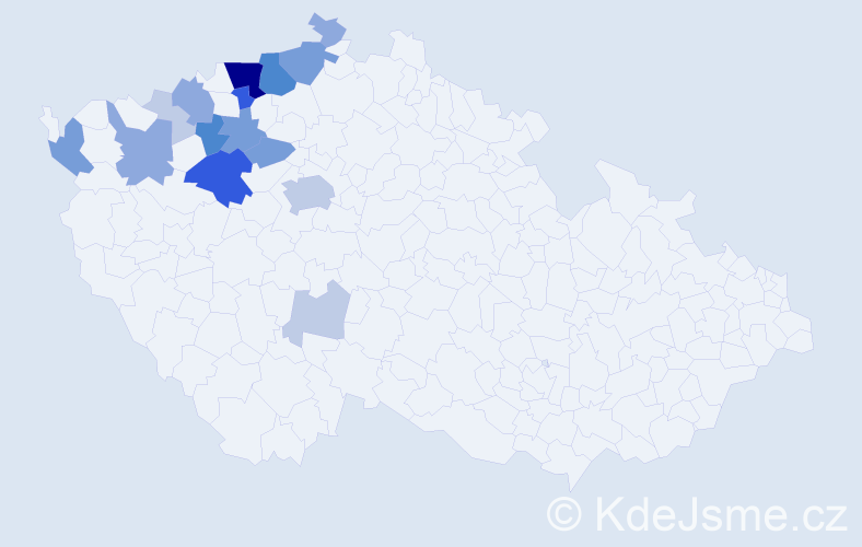Příjmení: 'Čečrle', počet výskytů 53 v celé ČR