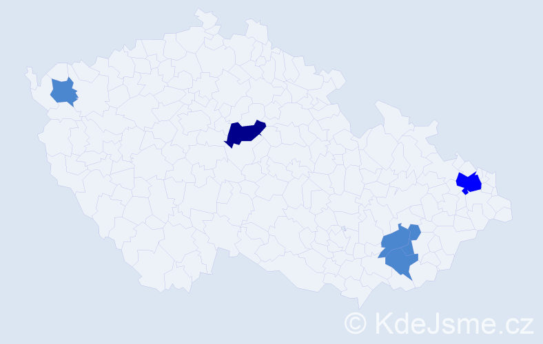 Příjmení: 'Pittelová', počet výskytů 10 v celé ČR