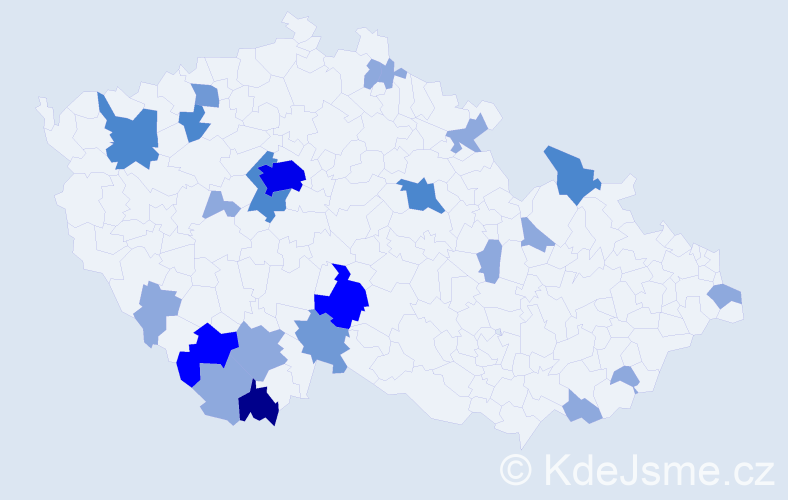 Příjmení: 'Sivoková', počet výskytů 50 v celé ČR