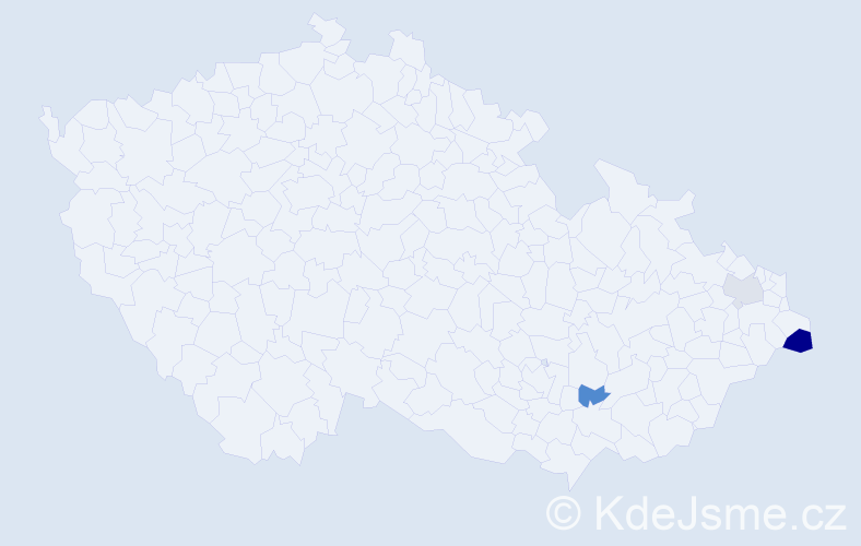 Příjmení: 'Vyšlan', počet výskytů 5 v celé ČR