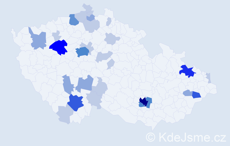 Příjmení: 'Mendel', počet výskytů 76 v celé ČR