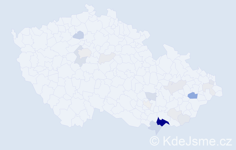 Příjmení: 'Bílíková', počet výskytů 74 v celé ČR