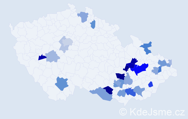 Příjmení: 'Jevický', počet výskytů 66 v celé ČR