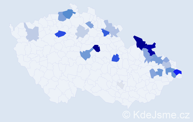 Příjmení: 'Backa', počet výskytů 55 v celé ČR