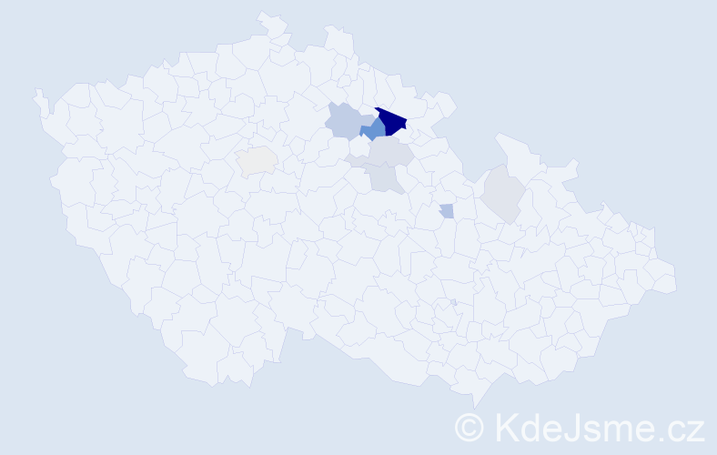 Příjmení: 'Krkonošková', počet výskytů 25 v celé ČR
