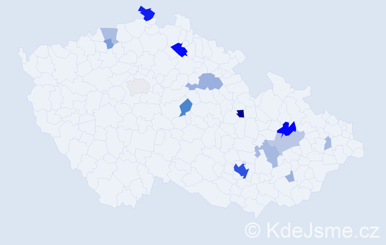 Příjmení: 'Pustajová', počet výskytů 53 v celé ČR