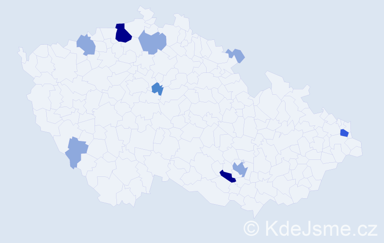 Příjmení: 'Hubinská', počet výskytů 20 v celé ČR