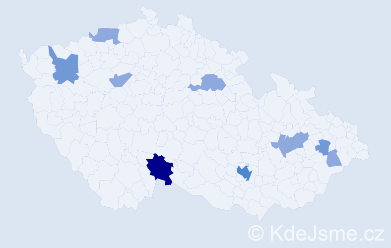 Příjmení: 'Rusev', počet výskytů 20 v celé ČR