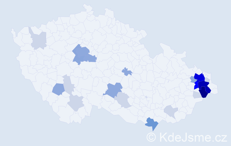 Příjmení: 'Hajdušková', počet výskytů 77 v celé ČR