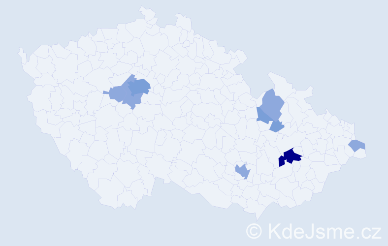 Příjmení: 'Kácel', počet výskytů 18 v celé ČR