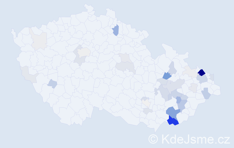 Příjmení: 'Vařechová', počet výskytů 149 v celé ČR