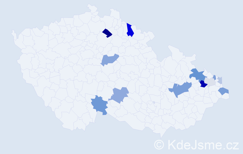 Příjmení: 'Magura', počet výskytů 27 v celé ČR