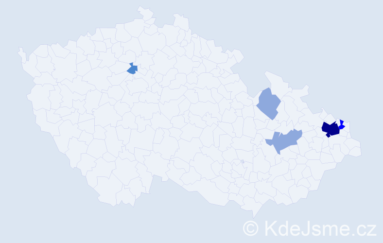 Příjmení: 'Revťák', počet výskytů 13 v celé ČR