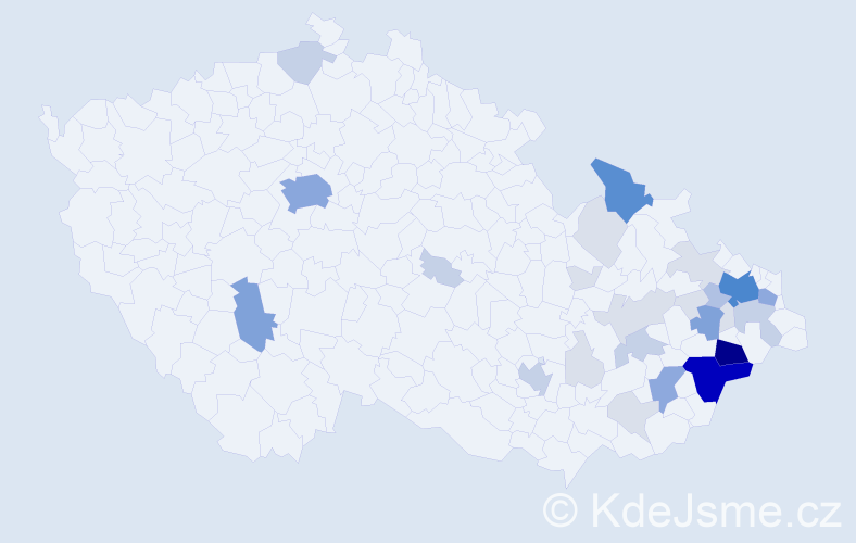 Příjmení: 'Kysučan', počet výskytů 111 v celé ČR