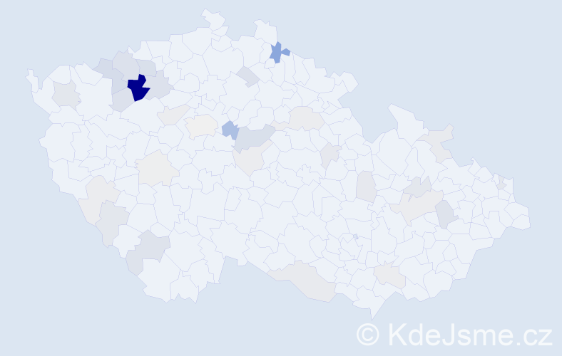 Příjmení: 'Tatár', počet výskytů 105 v celé ČR