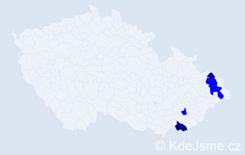 Příjmení: 'Zajvar', počet výskytů 7 v celé ČR