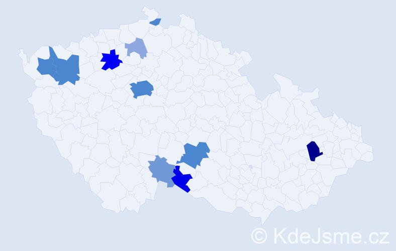 Příjmení: 'Kudrfalec', počet výskytů 33 v celé ČR
