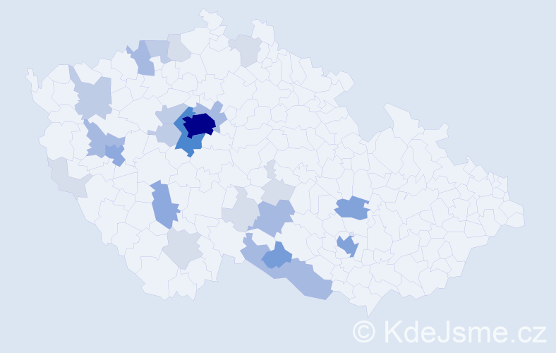 Příjmení: 'Veverová', počet výskytů 89 v celé ČR