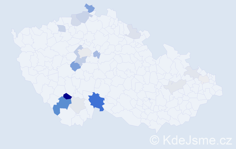 Příjmení: 'Madar', počet výskytů 42 v celé ČR