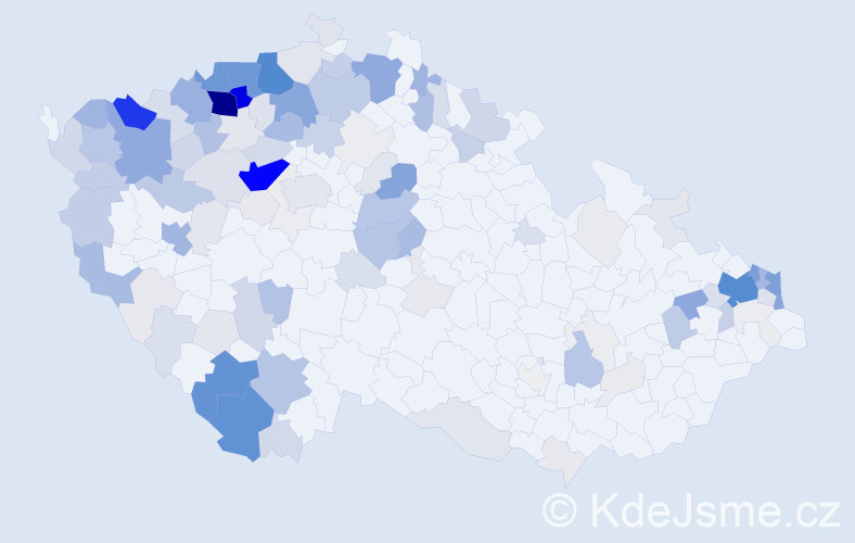 Příjmení: 'Tokárová', počet výskytů 589 v celé ČR