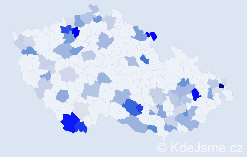 Příjmení: 'Križan', počet výskytů 187 v celé ČR