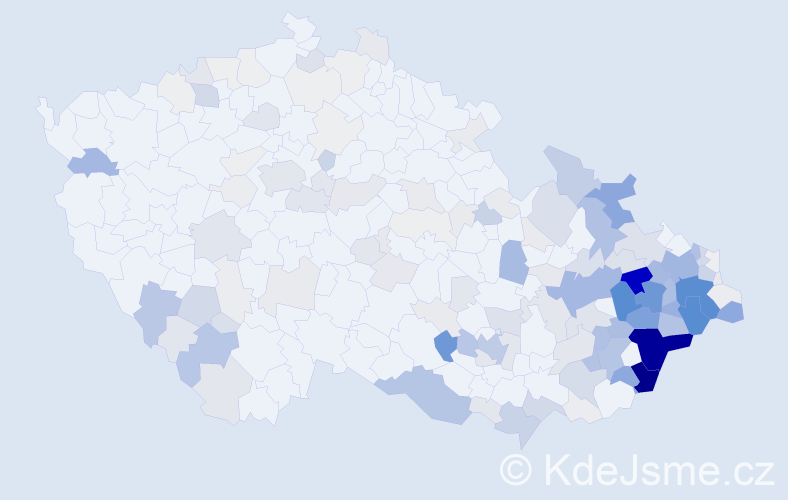 Příjmení: 'Juřica', počet výskytů 836 v celé ČR