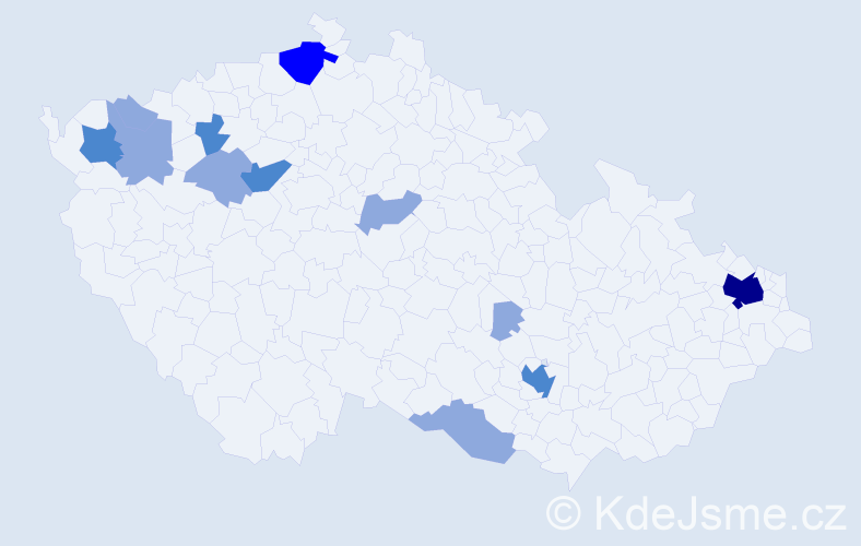 Příjmení: 'Bauchnerová', počet výskytů 23 v celé ČR