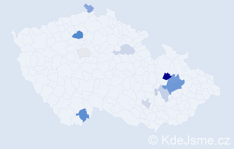 Příjmení: 'Tilšar', počet výskytů 19 v celé ČR
