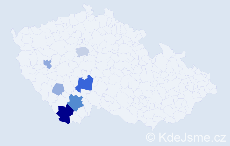 Příjmení: 'Tanzer', počet výskytů 27 v celé ČR