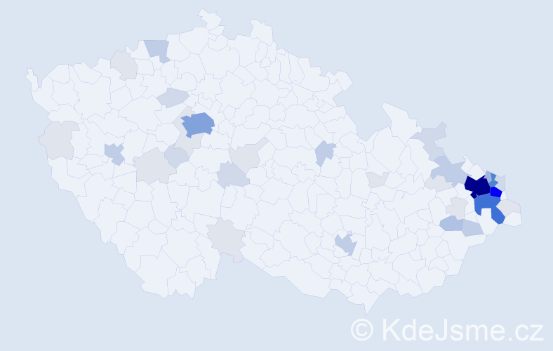 Příjmení: 'Kunčická', počet výskytů 143 v celé ČR