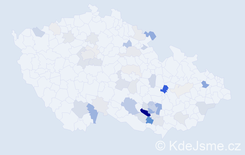 Příjmení: 'Kašparovská', počet výskytů 134 v celé ČR