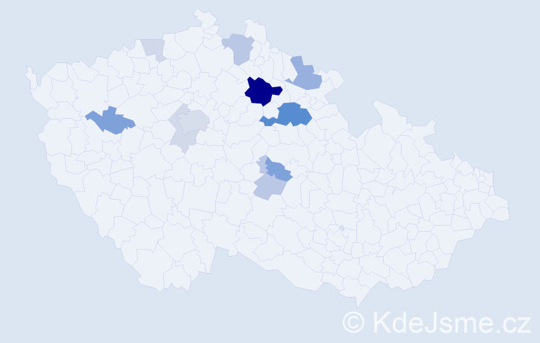 Příjmení: 'Zhouf', počet výskytů 31 v celé ČR