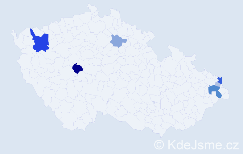 Příjmení: 'Kuzniková', počet výskytů 17 v celé ČR