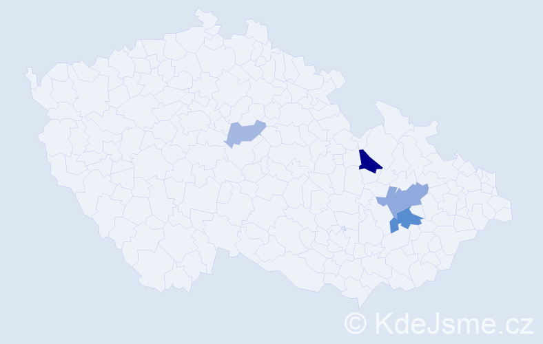 Příjmení: 'Kulp', počet výskytů 9 v celé ČR