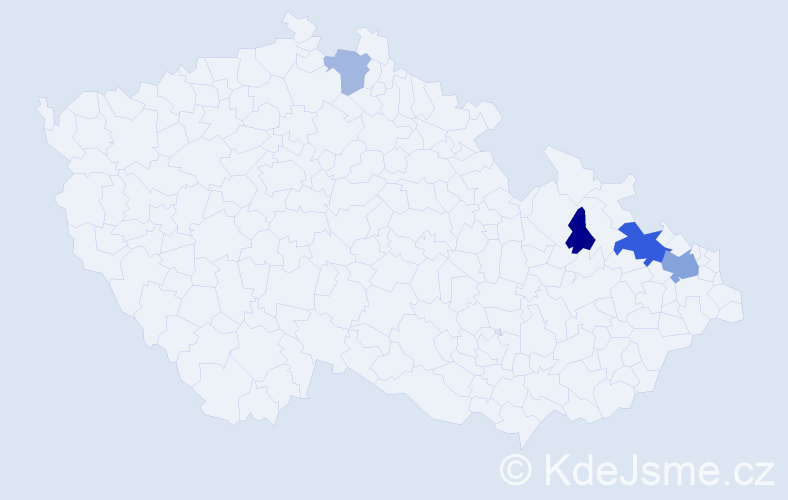 Příjmení: 'Hajder', počet výskytů 8 v celé ČR