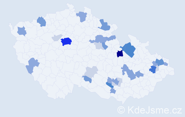 Příjmení: 'Peichlová', počet výskytů 106 v celé ČR