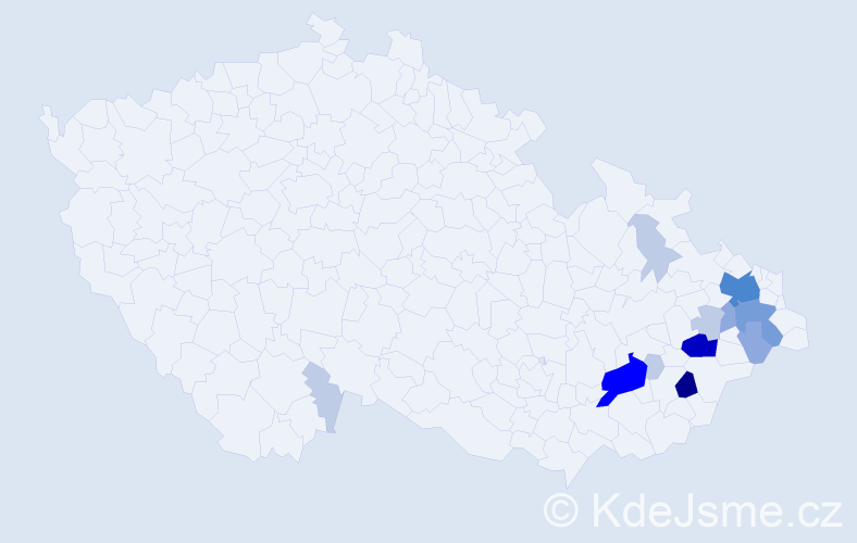 Příjmení: 'Vrubl', počet výskytů 43 v celé ČR