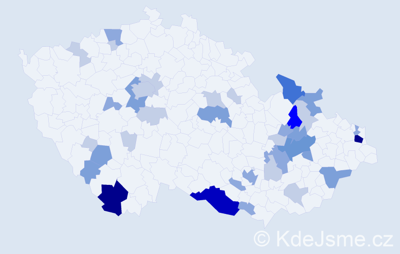 Příjmení: 'Harenčák', počet výskytů 103 v celé ČR