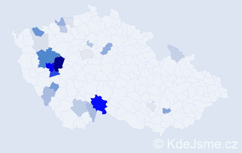Příjmení: 'Pouska', počet výskytů 90 v celé ČR