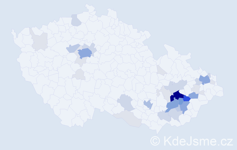 Příjmení: 'Neradil', počet výskytů 119 v celé ČR