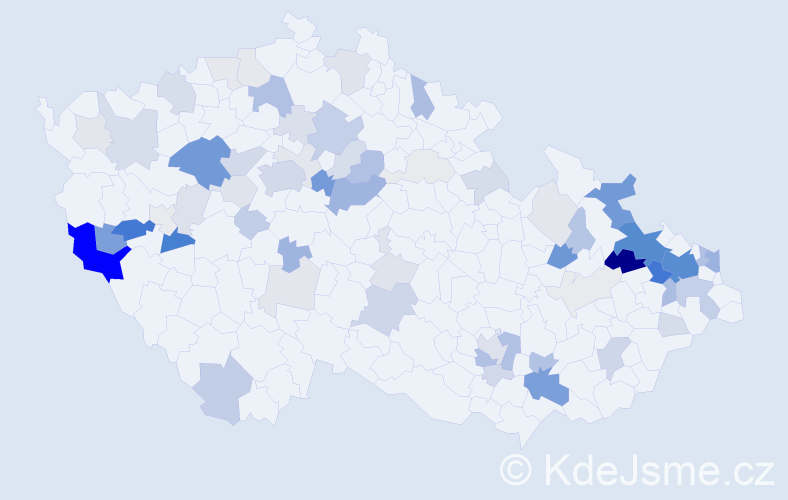 Příjmení: 'Hula', počet výskytů 238 v celé ČR