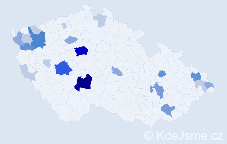 Příjmení: 'Kromka', počet výskytů 63 v celé ČR
