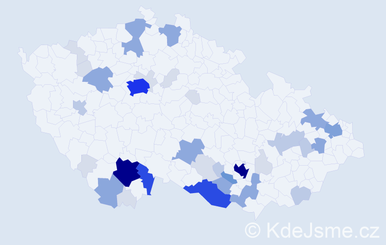 Příjmení: 'Padrta', počet výskytů 145 v celé ČR