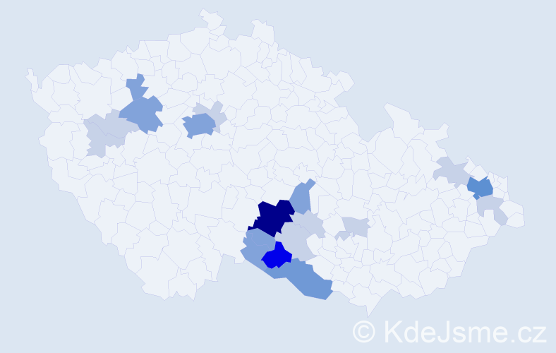 Příjmení: 'Cvaková', počet výskytů 58 v celé ČR