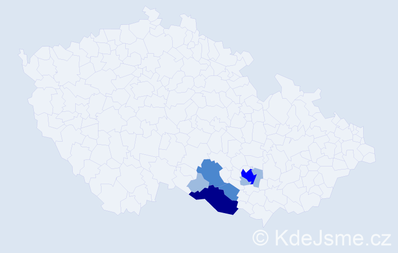 Příjmení: 'Tkaná', počet výskytů 13 v celé ČR